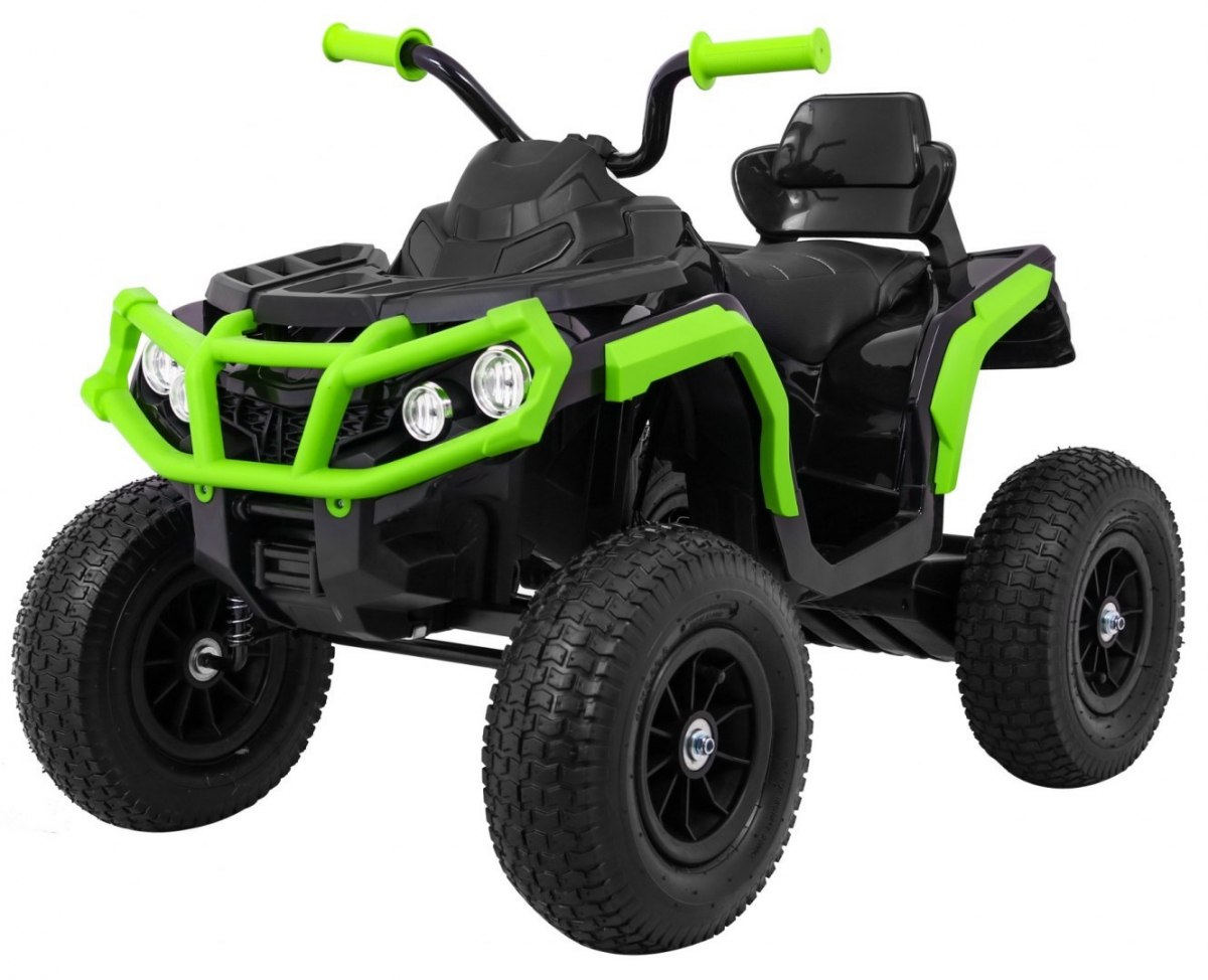  Dětská elektrická čtyřkolka ATV nafukovací kola černo-zelená