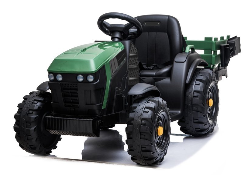Dětský elektrický traktor Farmer s vlečkou a lopatou zelený  Dětský elektrický traktor Farmer s vlečkou a lopatou zelený