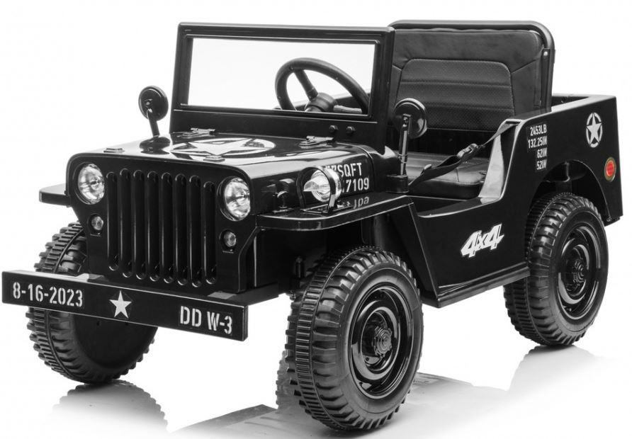  Dětský elektrický vojenský Jeep Willys 4x4 černý