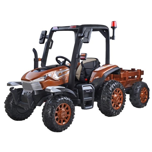  Dětský elektrický traktor s přívěsem Blast 4x4 hnědý
