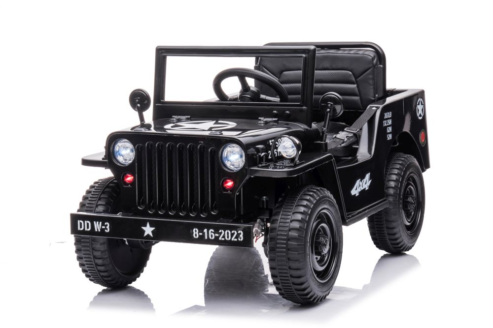 Dětský elektrický vojenský Jeep Willys 4x4 černý  Dětský elektrický vojenský Jeep Willys 4x4 černý