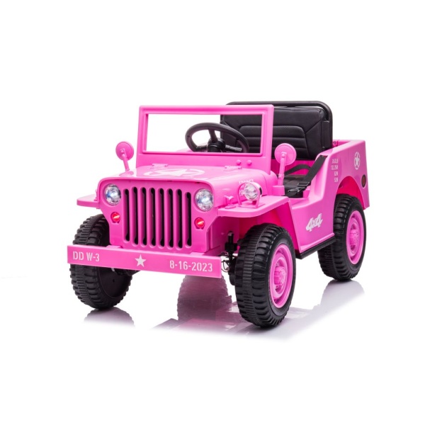  Dětský elektrický vojenský Jeep Willys 4x4 růžový