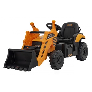  Dětský elektrický bagr JCB s lopatou žlutý