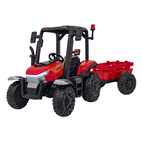  Dětský elektrický traktor BLAST s přívěsem 2x200W červený