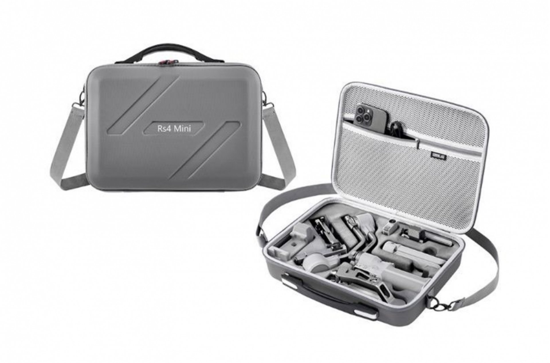 Šedé pouzdro na stabilizátor DJI RS 4 Mini s popruhem přes rameno 1DJ4130