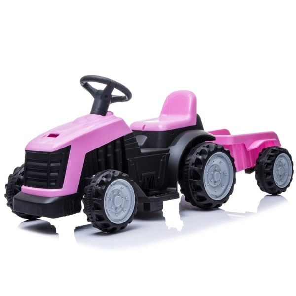  Dětský elektrický traktor s vlečkou růžový