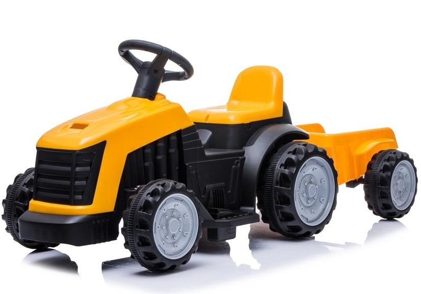 Dětský elektrický traktor s vlečkou žlutý