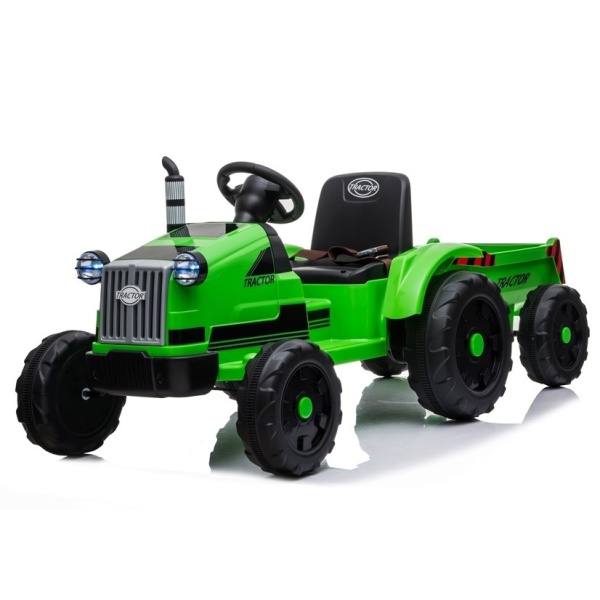  Dětský elektrický traktor s vlečkou T1 zelený