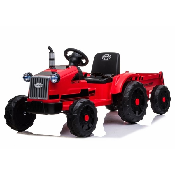  Dětský elektrický traktor s vlečkou T1 červený