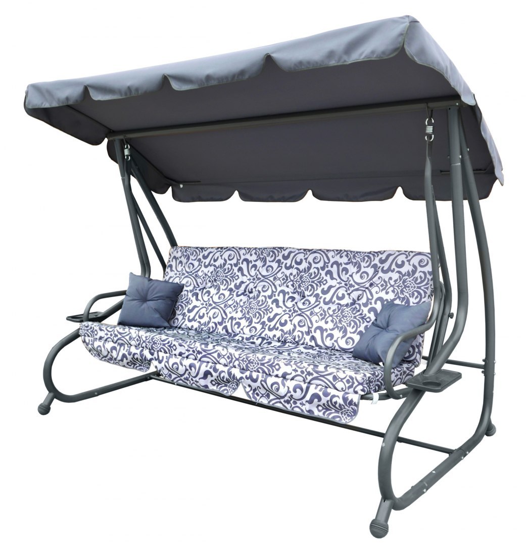 Zahradní houpačka 2v1 šedá s motivem