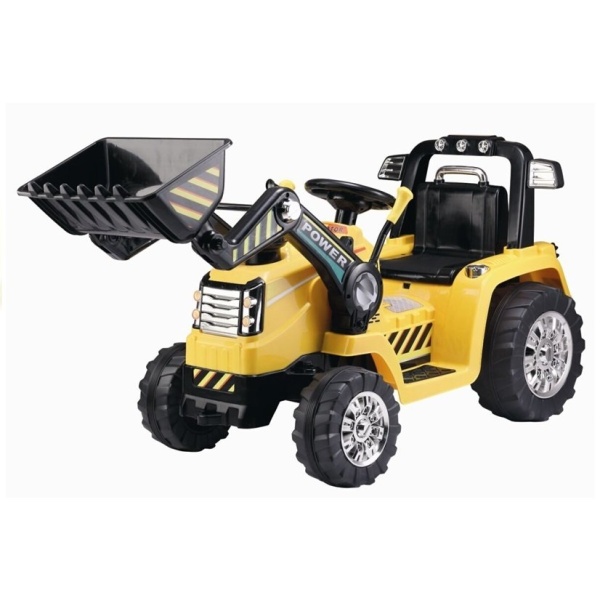  Dětský elektrický traktor Power s radlicí žlutý