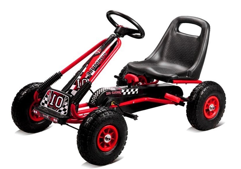 Dětská šlapací motokára s nafukovacími koly A-15 červená