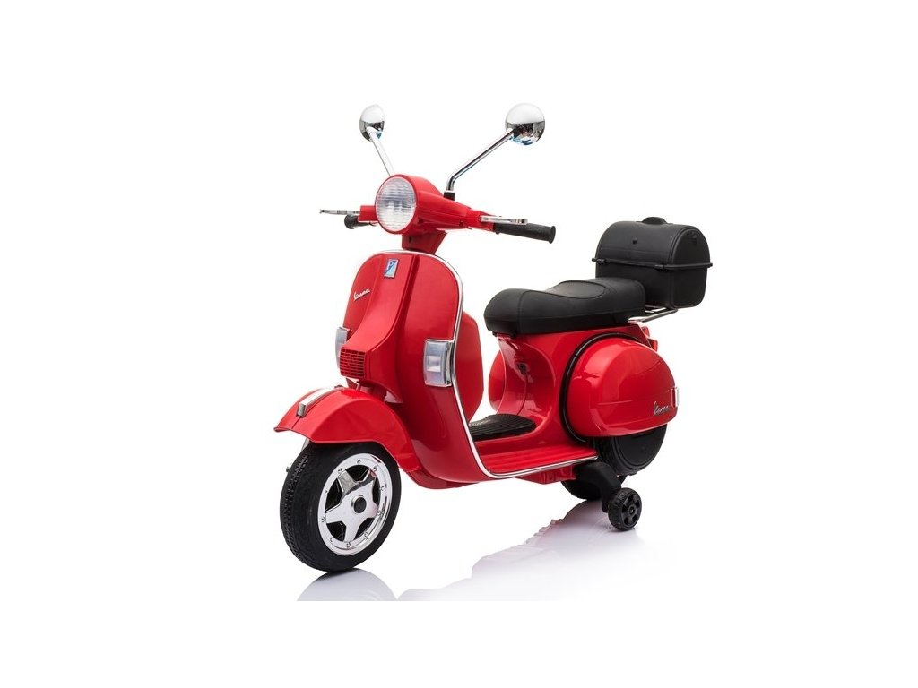  Dětský elektrický skútr Vespa 2x45W červený
