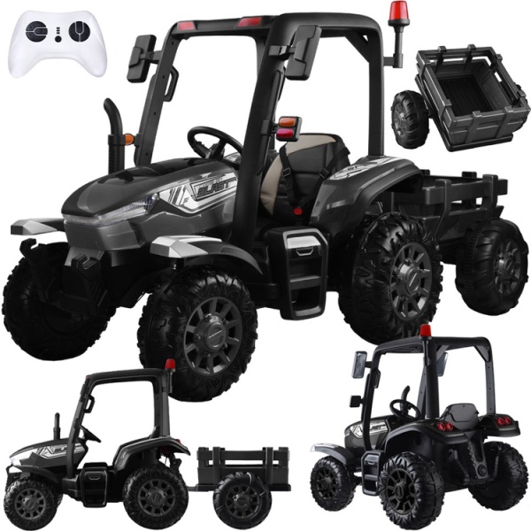  Dětský elektrický traktor s přívěsem Blast 4x4 černý