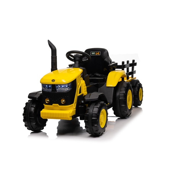  Mamido Dětský elektrický traktor s vlečkou 12V 7Ah žlutý
