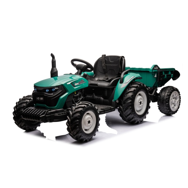  Elektrický traktor s přívěsem pro děti HC-306 24V tmavě zelený