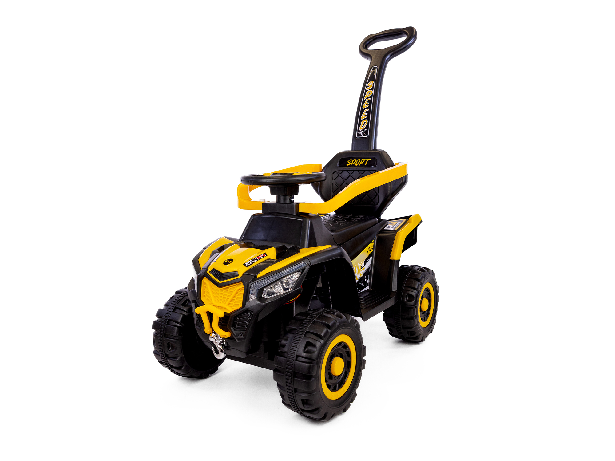 Mamido Speed MT280 Dětské elektrické odrážedlo | autíčko 3v1 s vodící tyčí žluté