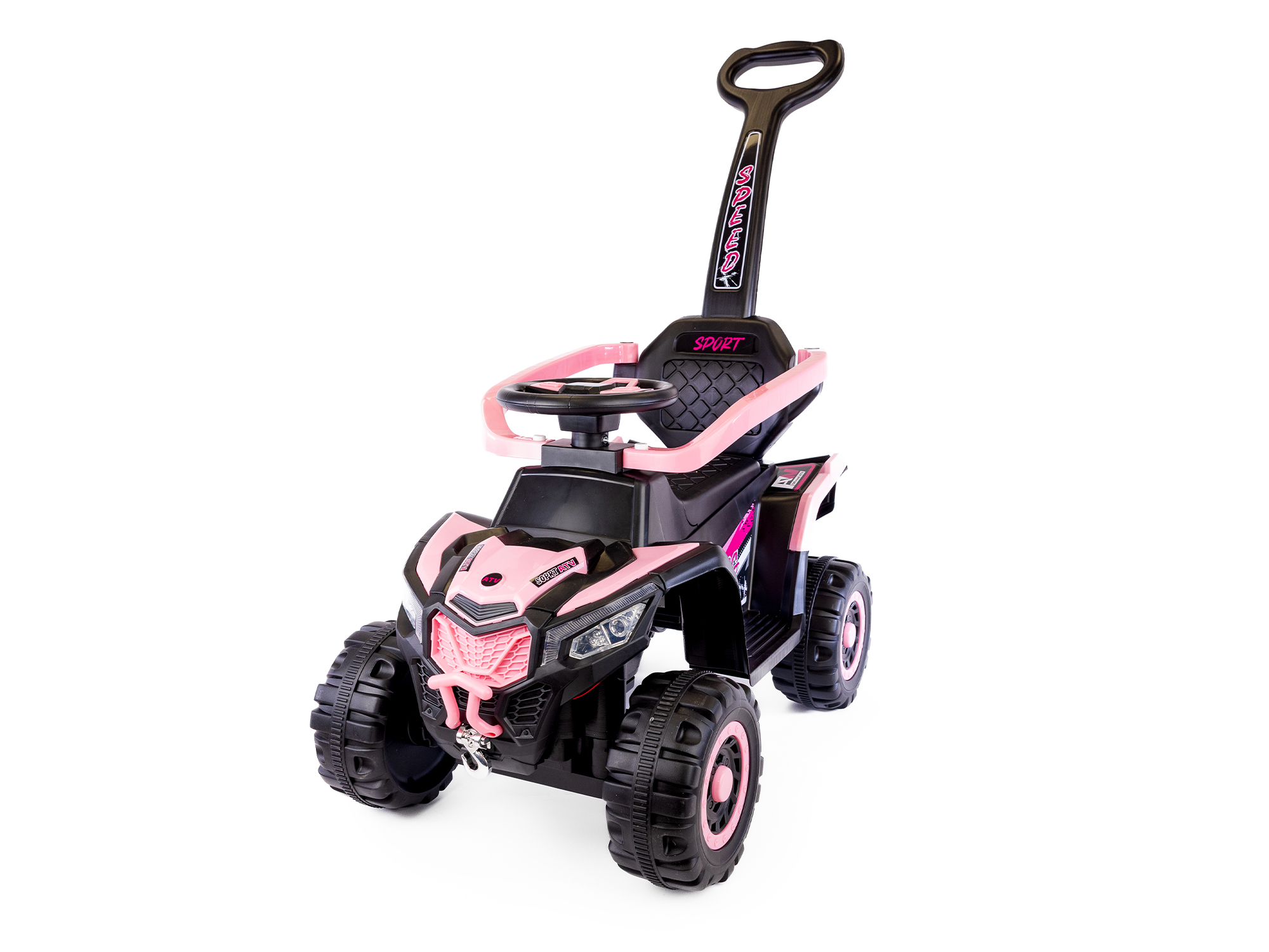 Mamido Speed MT280 Dětské elektrické odrážedlo | autíčko 3v1 s vodící tyčí růžové