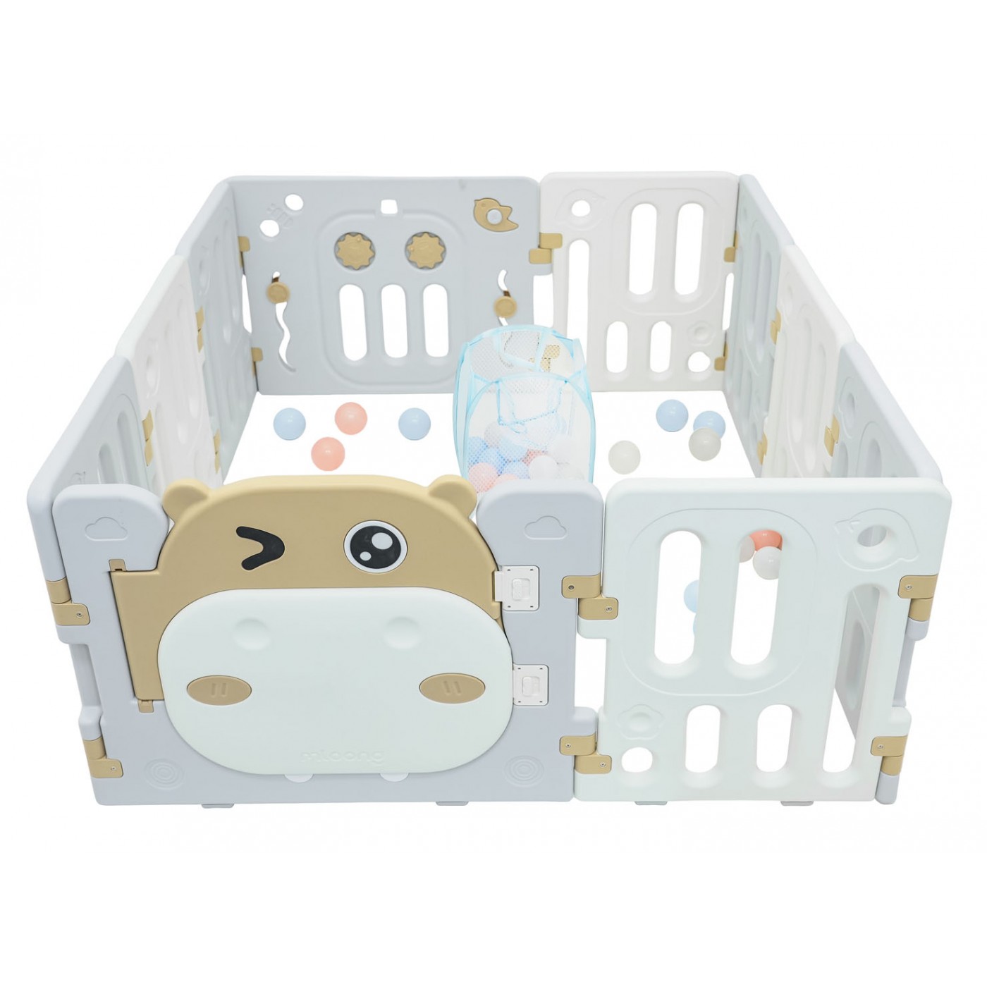 Ohrádka pro děti Hipcio s míčky hnědá