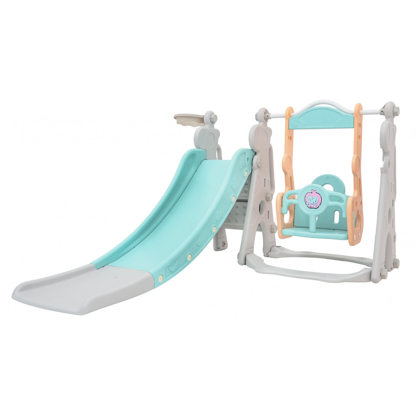 Dětská houpačka skluzavka basketbalový koš 3v1 žirafa