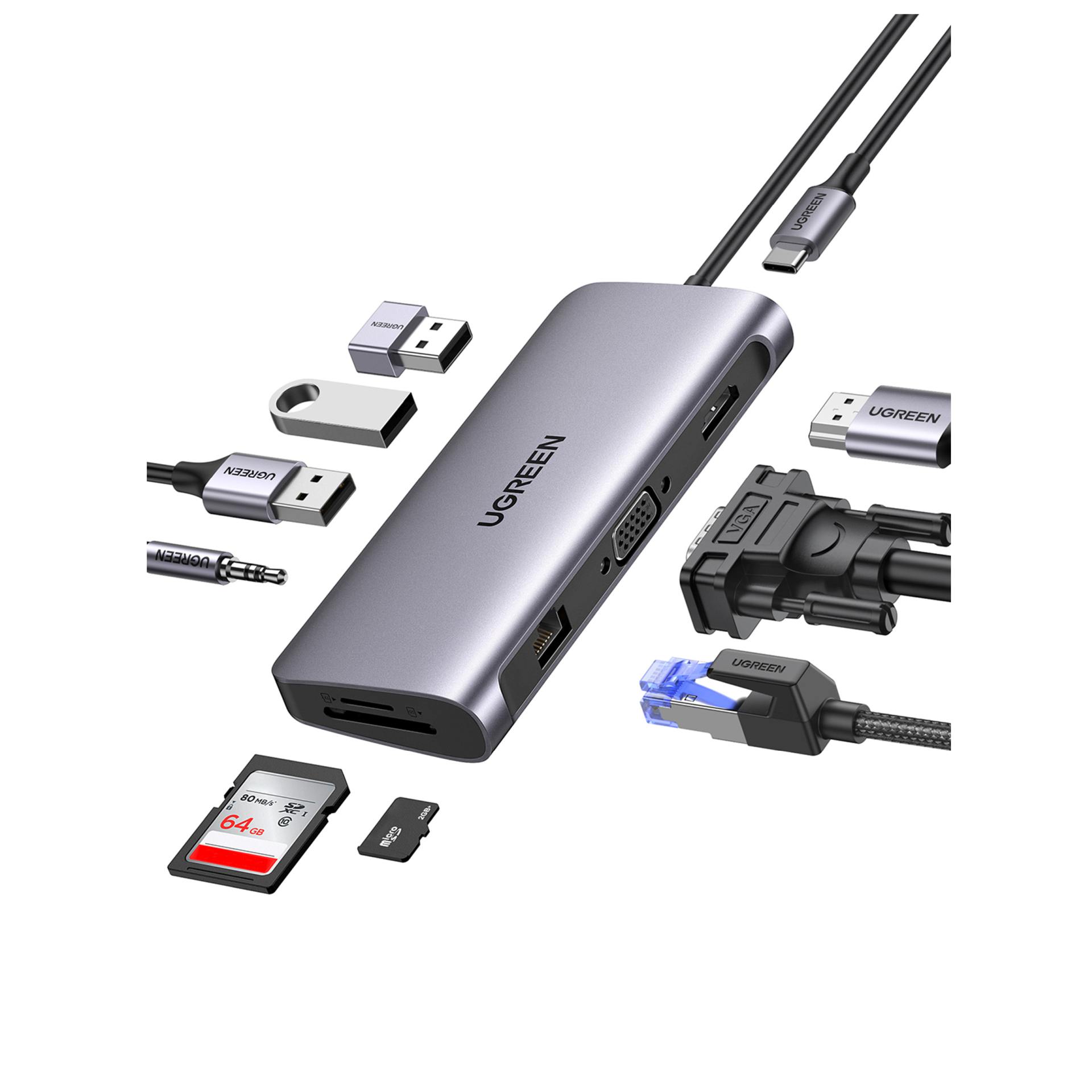 UGREEN Multifunkční USB-C adaptér 10 v 1 s čtečkou karet