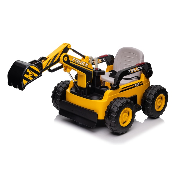  Mamido Dětský elektrický bagr CAR-26B žlutý | 4x4 | RC 2.4Ghz | EKO kůže | 12V10Ah