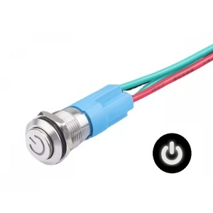LED vodotěsný spínač s vystouplým hmatníkem 12 mm - Bílý