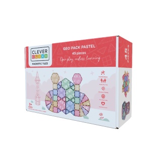 Cleverclixx Pastel Magnetická stavebnice Geo Pack 45 ks