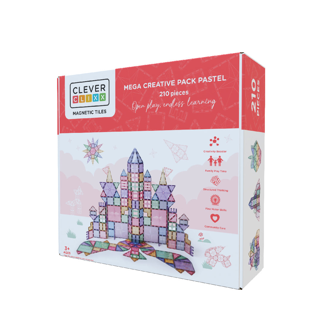  Cleverclixx Pastel Magnetická stavebnice velká kreativní sada 210 ks