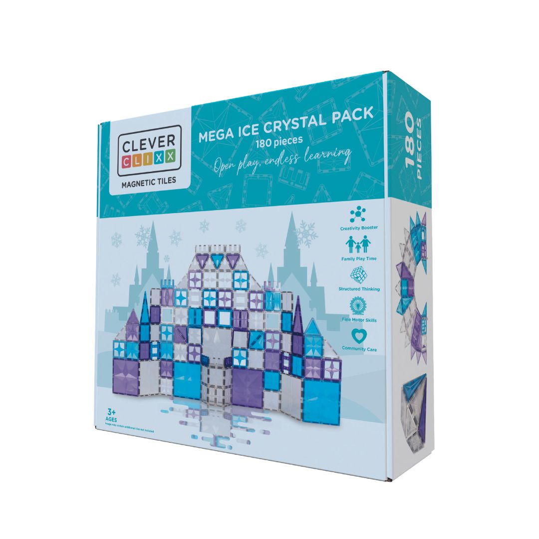 Cleverclixx Tiles Magnetická stavebnice velká krystalová sada 180 ks  Cleverclixx Tiles Magnetická stavebnice velká krystalová sada 180 ks