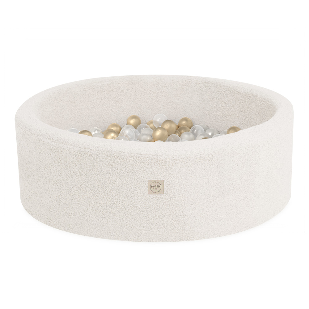 PLUSH NEST PLUSH NEST Suchý bazén kulatý Krémový beránek Ø 90 × 30 cm a 200 míčků