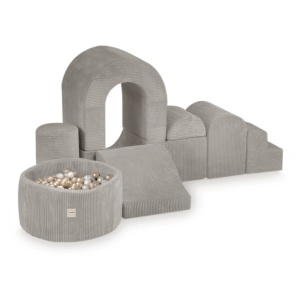 PLUSH NEST PLUSH NEST Hrací hrad s bazénem a 150 míčky prémiový béžový manšestr