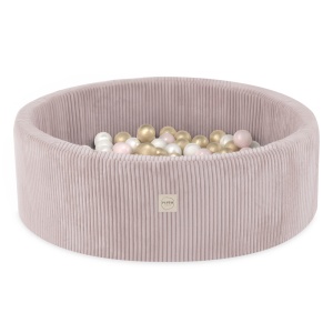 PLUSH NEST PLUSH NEST Suchý bazén kulatý Manšestr světle růžový Ø 90 × 30 cm s 200 míčky