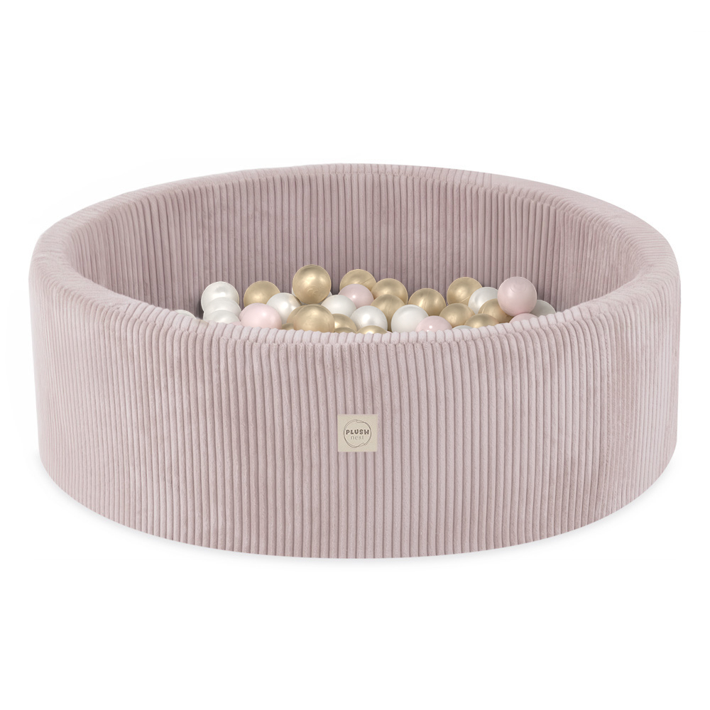 PLUSH NEST PLUSH NEST Suchý bazén kulatý Manšestr světle růžový Ø 90 × 30 cm s 200 míčky