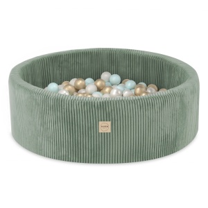 PLUSH NEST PLUSH NEST Suchý bazén kulatý Manšestr (zelený) Ø 90 × 30 cm s 200 míčky