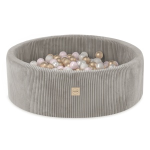 PLUSH NEST PLUSH NEST Suchý bazén kulatý Manšestr béžový Ø 90 × 30 cm s 200 míčky