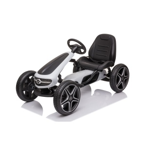  Mamido Dětská šlapací motokára Mercedes XMX610 bílá | ECO kůže | Polohovatelné sedadlo