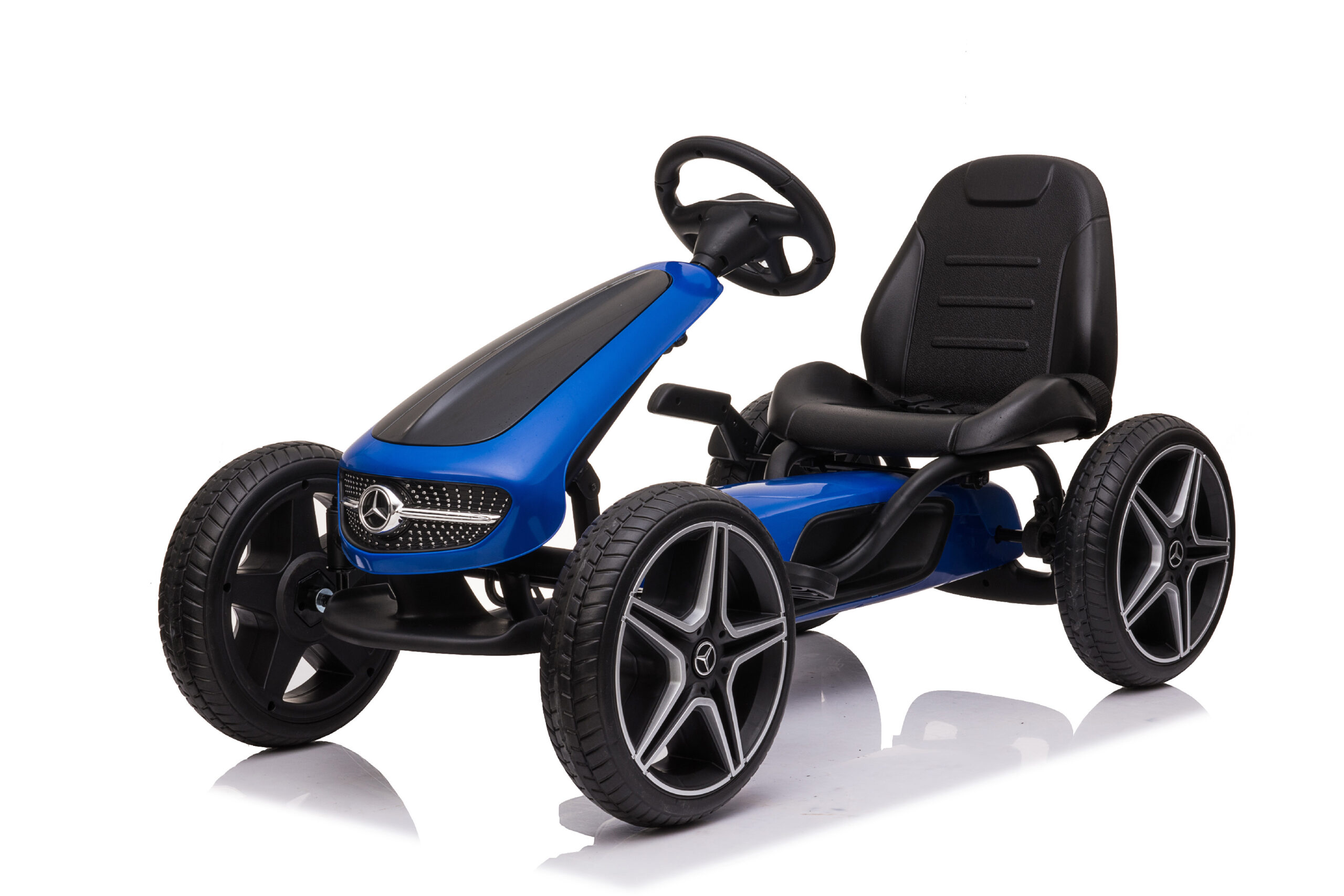  Mamido Dětská šlapací motokára Mercedes XMX610 modrá | ECO kůže | Polohovatelné sedadlo