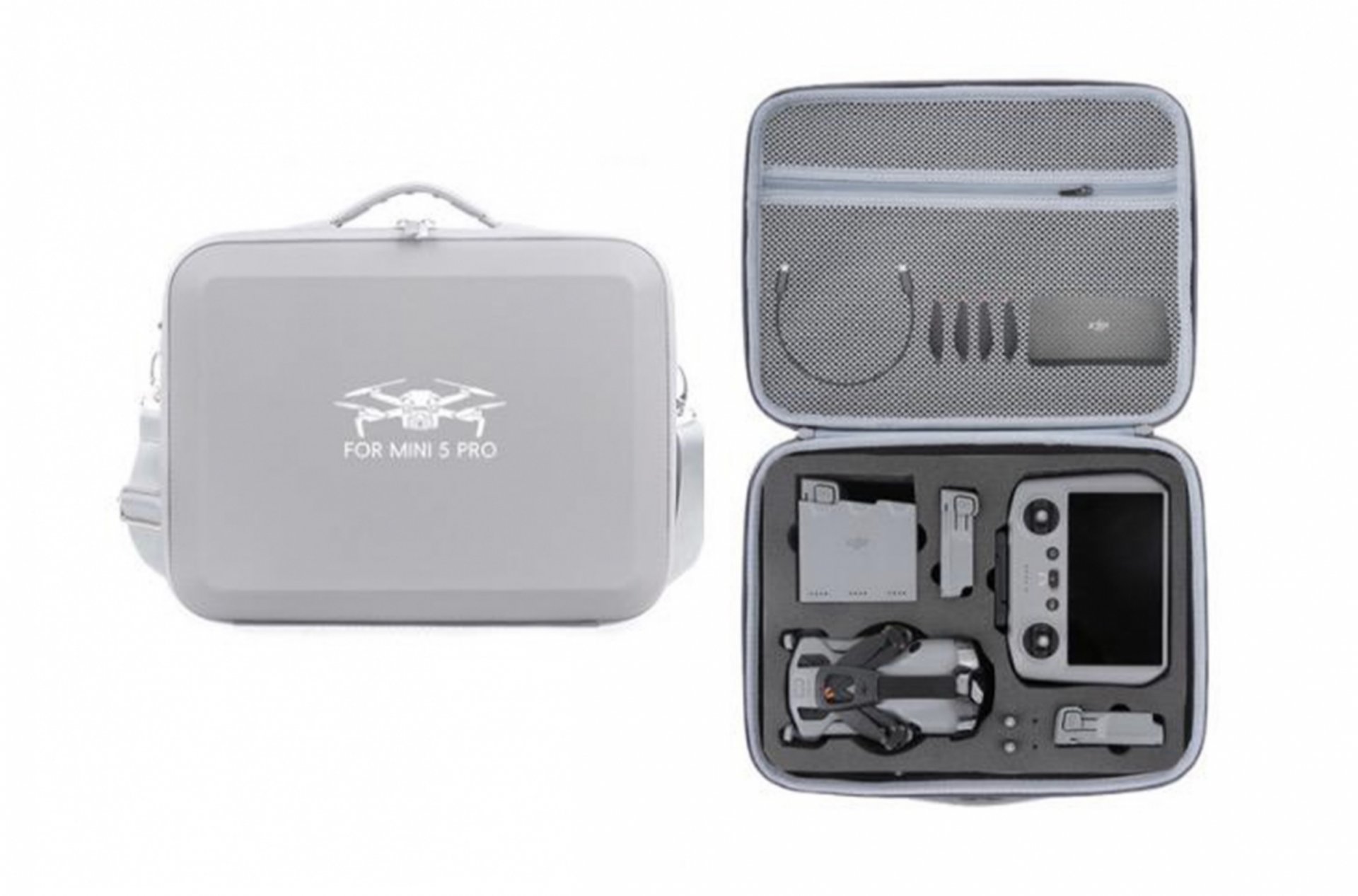 PU pouzdro na rameno na dron DJI Mini 5 Pro (DJI RC 2 / RC-N3) - šedé 1DJ8209