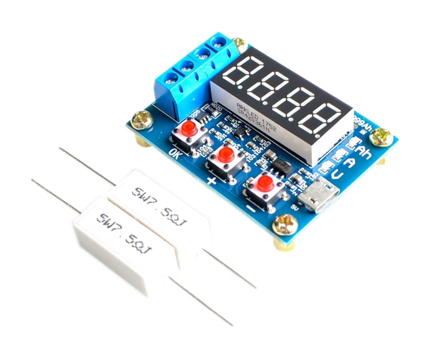 ZB2L3 – tester kapacity Li-ion baterií včetně 2× výkonového rezistoru 5W 7.5Ω