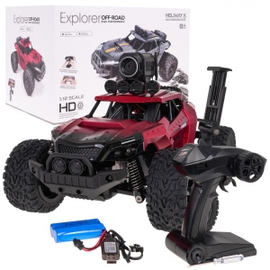 Terénní autíčko na dálkové ovládání Crawler Pioneer 1:12 s kamerou červené RC