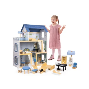 Domeček pro panenky Roxana XL 78cm + LED osvětlení 15ks Nábytku