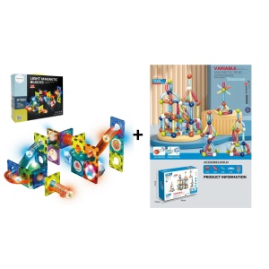  Mamido Výhodná Magnetická sada Stavebnice Variable 108 dílků + Svítící stavebnice kuličková dráha 49 dílů