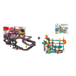 Výhodná sada Autodráha Gigant 1420cm + Magnetická stavebnice kuličková dráha 96 dílů