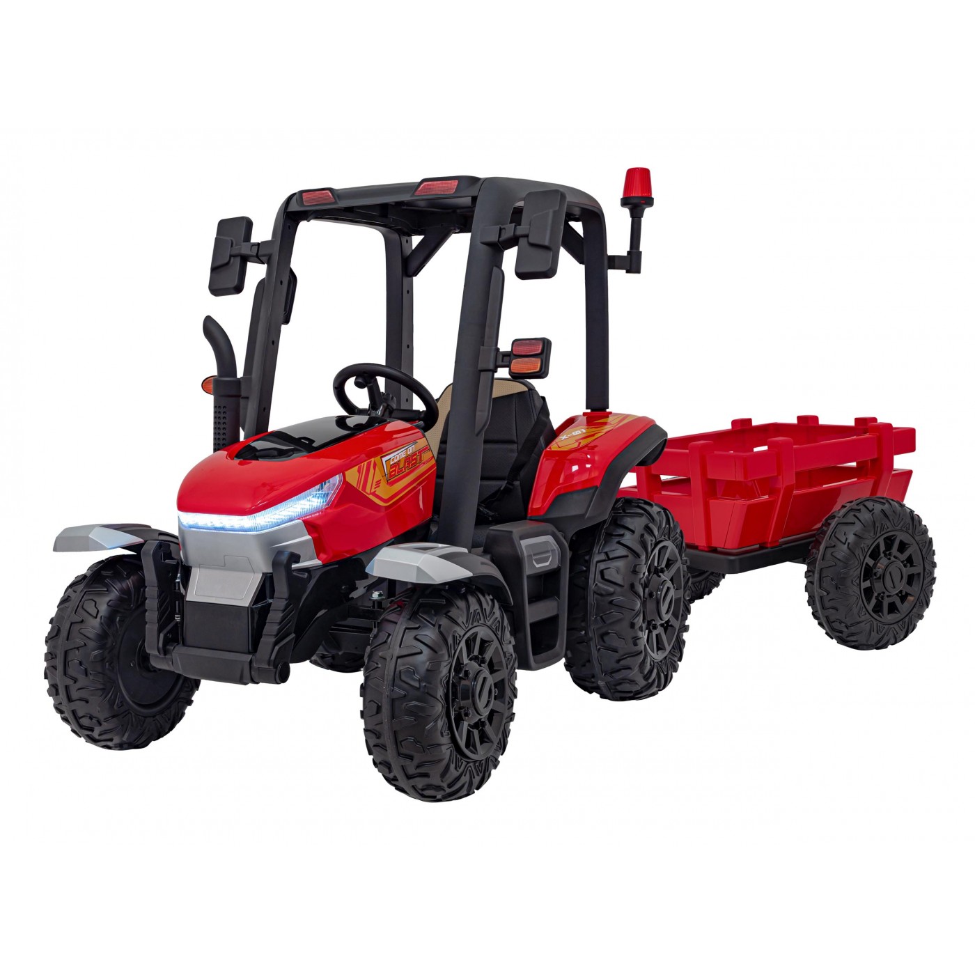 Dětský elektrický traktor BLAST s přívěsem 2x200W červený