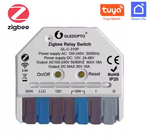 Zigbee bezdrátové chytré relé – 12VDC až 230VAC