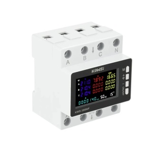 Třífázový WiFi elektroměr TUYA 80A s relé a LCD displejem - montáž na DIN lištu