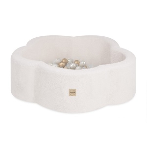 PLUSH NEST PLUSH NEST Suchý bazén Květinová zóna 95 × 30 cm krémový beránek s 200 míčky