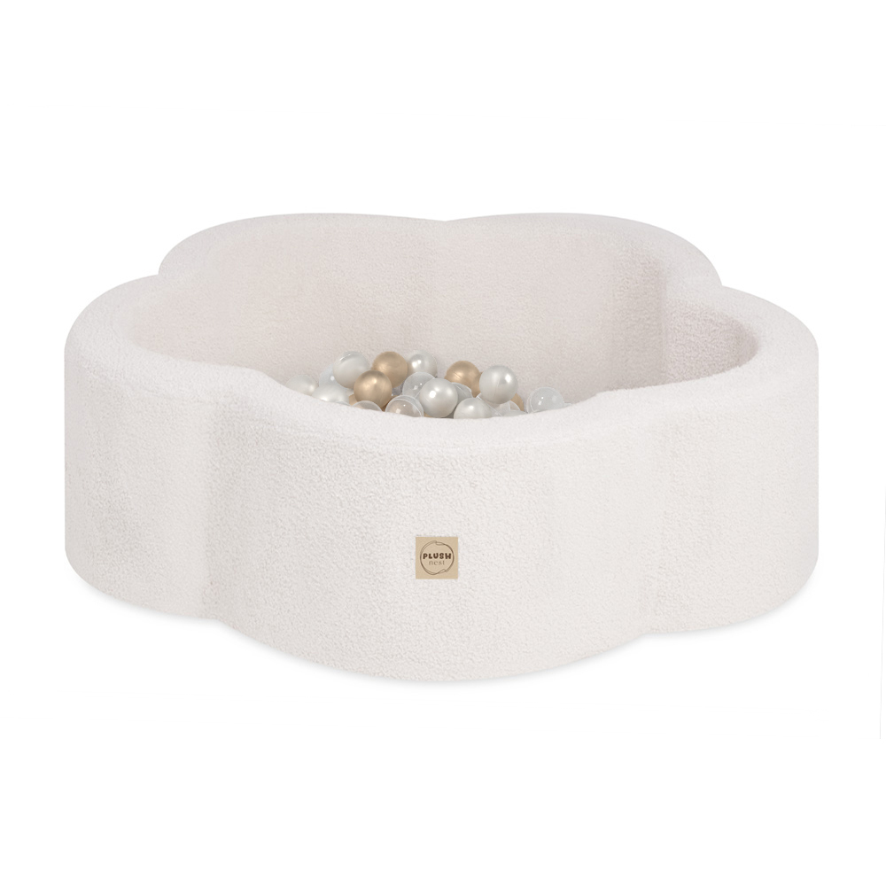 PLUSH NEST PLUSH NEST Suchý bazén Květinová zóna 95 × 30 cm krémový beránek s 200 míčky