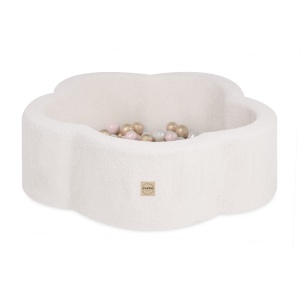 PLUSH NEST PLUSH NEST Suchý bazén Květinová zóna 95 × 30 cm krémový beránek s 200 míčky